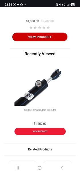 12sc Sailtec Standard Cylinder 3/4 Inch Piston Rod 10 Stroke