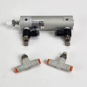 Ncdgbn20-0100 Smc Pneumatic Air Cylinder - With 5/32 Inch Swiveling Quick Connects