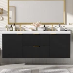 59.3" Double Sink Bathroom Vanity W/smc Resin Top Wall-mounted Storage. Fixed Price $659.00.
