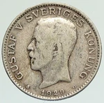 1929 Sweden Gustaf Crowned Arms Antique Old Vintage Silver Krona Coin I111849. Fixed Price $76.20.