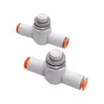 Lot Of 2 Smc AS3001F-07-J Speed Control Fittings, 1/4IN Od Tube, 1.0MPA Max. Fixed Price $35.00.