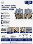 Smc CDQ2B125-30DCMZ Compact Air Cylinder 125MM Bore Lot Of. Fixed Price $140.39.