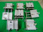 8 Pneumatic Air Smc Guided Slide Cylinder Ram Assemblies. Fixed Price $400.00.