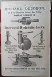 1892 Vintage Picture Richard Dudgeon Railroad Hydraulic Jacks Columbia St Ny. Fixed Price $11.95.