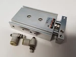 Used Smc 15MM Guided Actuator, Dual Piston Rods, Ball Bushing Bearing, CXSL15-25. Fixed Price $51.99.