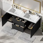 59.3" Double Sink Bathroom Vanity W/smc Resin Top Wall-mounted Storage. Fixed Price $675.39.