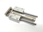 Smc CDG1BA20-100 Pneumatic Cylinder W/ Dual Linear Slide Guide Shafts. Fixed Price $89.99.