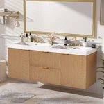 59.3" Double Sink Bathroom Vanity W/smc Resin Top Wall-mounted Storage. Fixed Price $675.39.