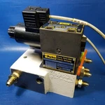 Parker Hydraulic Manifold W/ CM2PPV55 & (2) D1VW020BNJPM5 Solenoid Valves. Fixed Price $397.16.