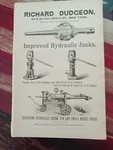 1898 Orginal Print Richard Dudgeon Hydraulic Railroad Jacks Columbia St Nyc. Fixed Price $11.95.