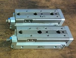 Pair Of Smc MXQ12-50CT Slide Table With Built-in Guide Rail Stroke Adjusters. Fixed Price $250.00.